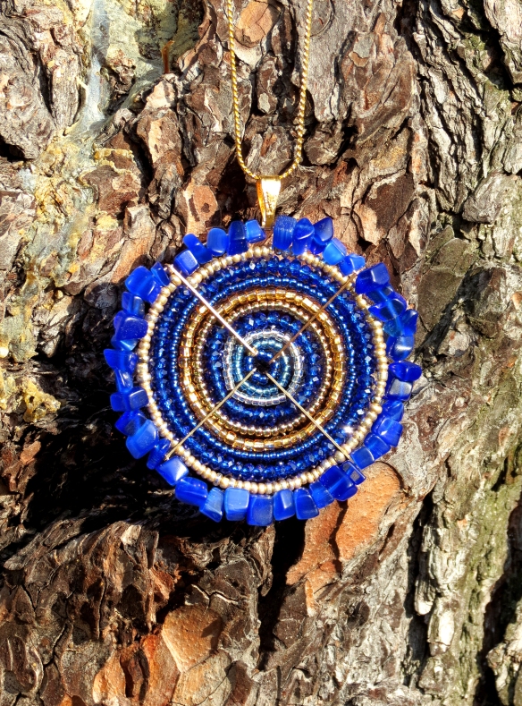 Blue shard and gold Maasai Beaded Necklace