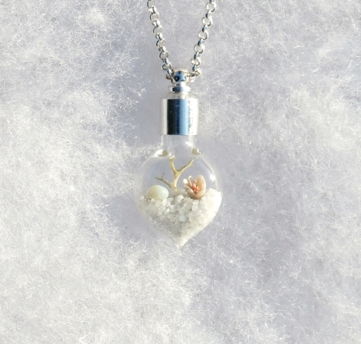 Winter white terrarium necklace